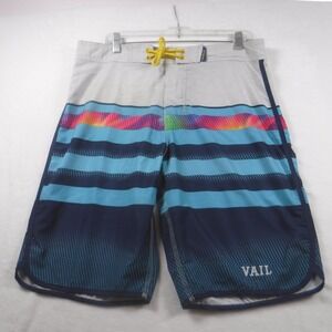 Banana Boat Mens Board Shorts Large Vail Striped Blue Rainbow UPF 50 Fast Dry